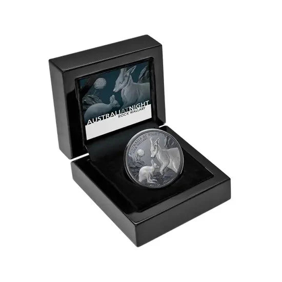 2024 Niue Australia at Night Rock Wallaby 1oz Silver Black Proof Coin
