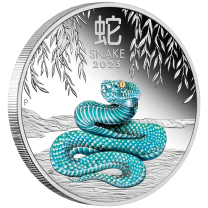2025 Perth Mint Lunar Snake 1oz Silver Coloured Proof Coin
