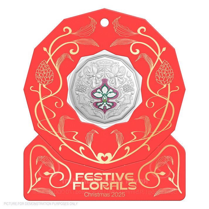 2025 RAM Christmas Festive Florals - 50c Uncirculated Coin - 5 coin set