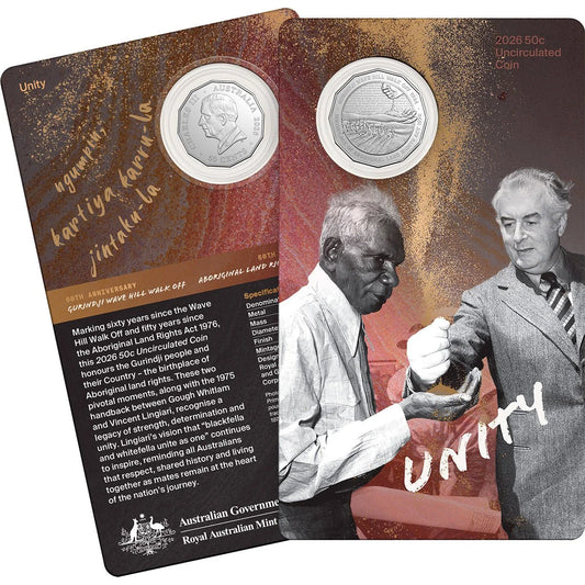 2026 RAM Unity Wave Hill  Walk Off 50c UNC Coin on card Pre- Order