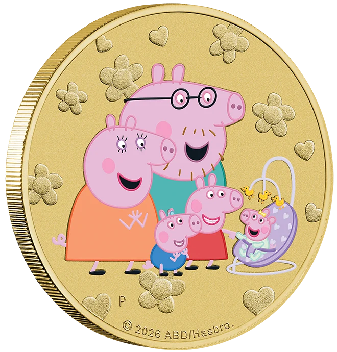 2026 Perth Mint Peppa Pig Coloured PNC & 3 Coin Set