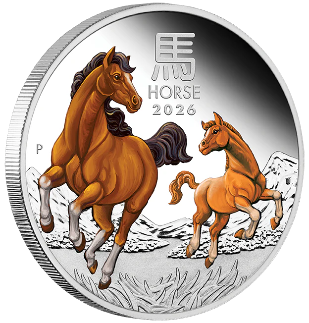 2026 Perth Mint Horse 1oz Silver Coloured Proof Coin