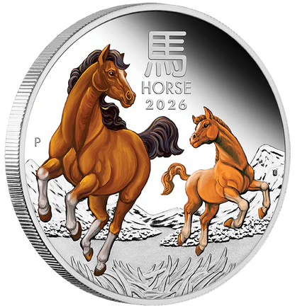 2026 Perth Mint Horse 1oz Silver Coloured Proof Coin