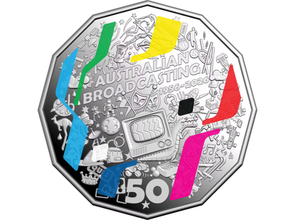 2026 RAM 70th Anniversary of TV Broadcast 50c Coloured Silver Proof Coin
