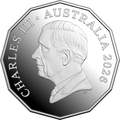 2026 RAM 70th Anniversary of TV Broadcast 50c Coloured Silver Proof Coin