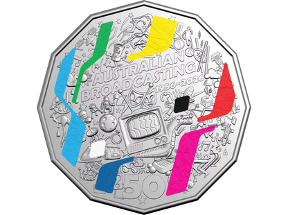 2026 RAM 70th Anniversary of TV Broadcast 50c Coloured Unc Coin