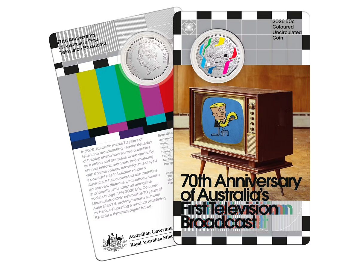 2026 RAM 70th Anniversary of TV Broadcast 50c Coloured Unc Coin