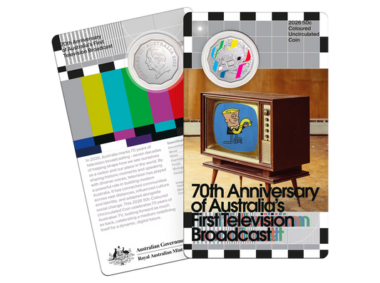 2026 RAM 70th Anniversary of TV Broadcast 50c Coloured Unc Coin