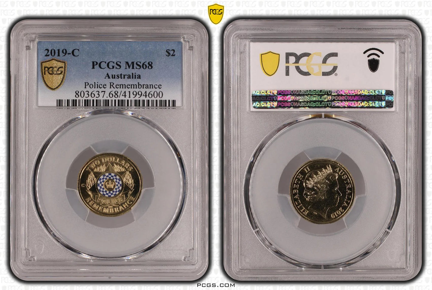 2019 PCGS MS68 graded Police Remembrance coin