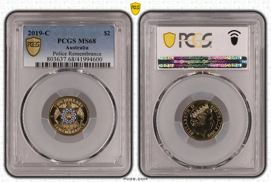 2019 PCGS MS68 graded Police Remembrance coin