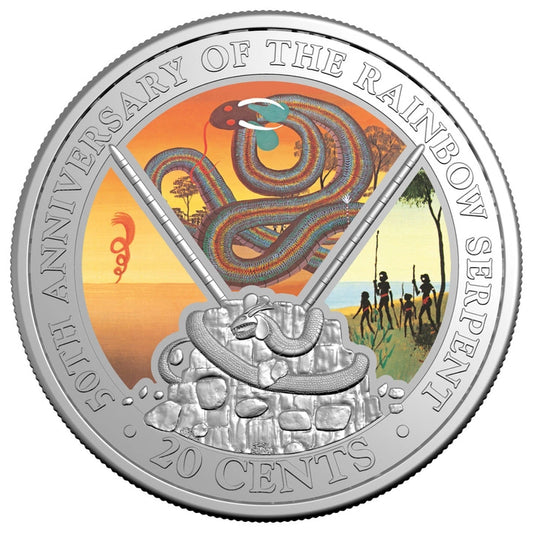 2025 RAM The Rainbow Serpent Coloured Unc Coin on Card