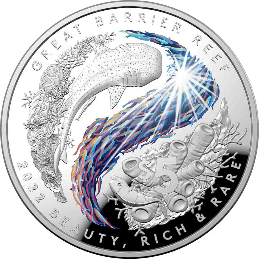 2022 RAM Beauty Great Barrier Reef 1oz Silver Coloured Domed
