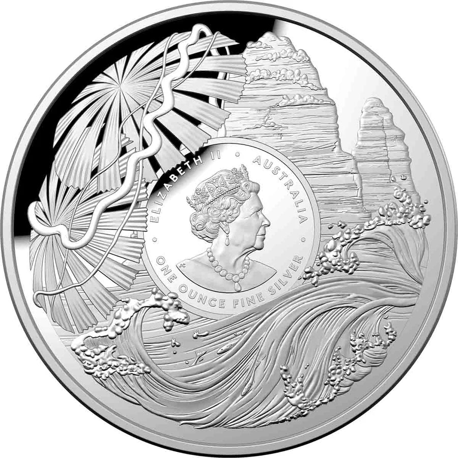 2022 RAM Beauty Great Barrier Reef 1oz Silver Coloured Domed
