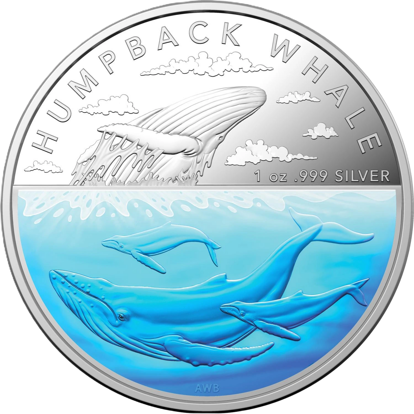 2023 RAM Humpback Whale 1oz Silver Coloured Proof Coin