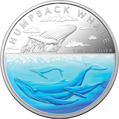 2023 RAM Humpback Whale 1oz Silver Coloured Proof Coin