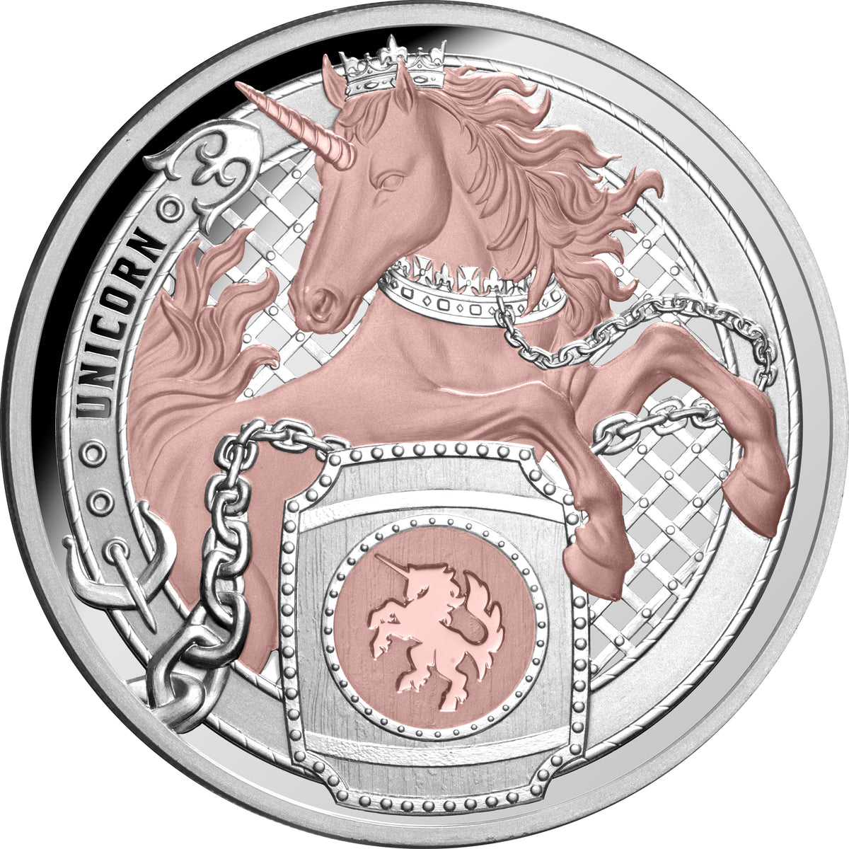 2026 Niue Heraldic Beasts Unicorn 1oz Silver Rose Gold Plated Proof Coin