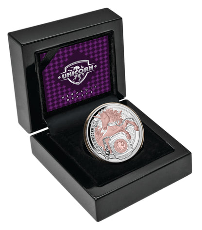 2026 Niue Heraldic Beasts Unicorn 1oz Silver Rose Gold Plated Proof Coin