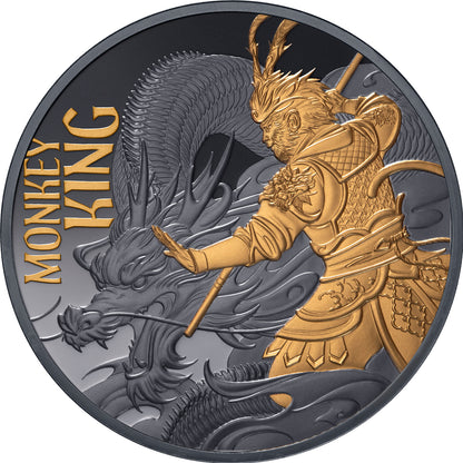 2026 Niue Monkey King 1oz Silver Gold Plated Black Proof Coin