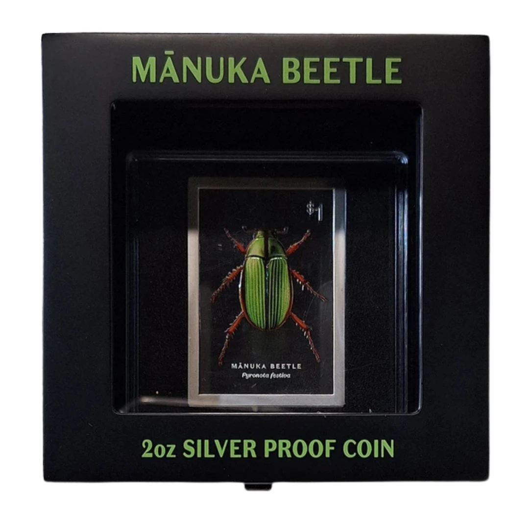2026 Manuka Beetle 2oz Silver Coloured High Relief Proof Coin
