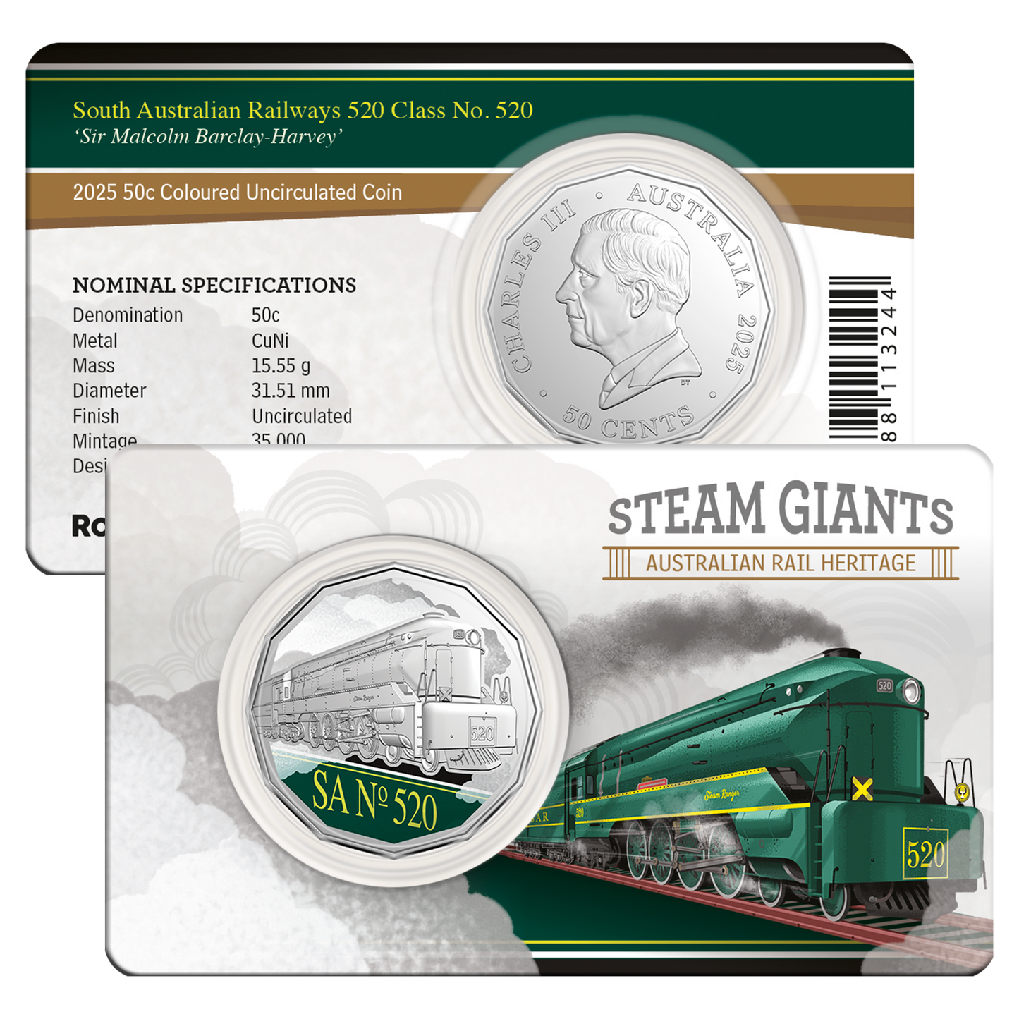 2025 RAM 50c Steam Giants  Rainbow Serpent 7-Coin Collection