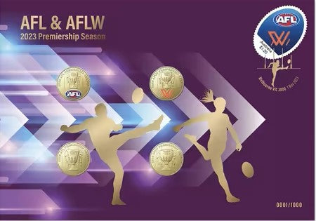 2023 RAM AFL & AFLW 4-Coin Gold Foil Postal Numismatic Cover Set