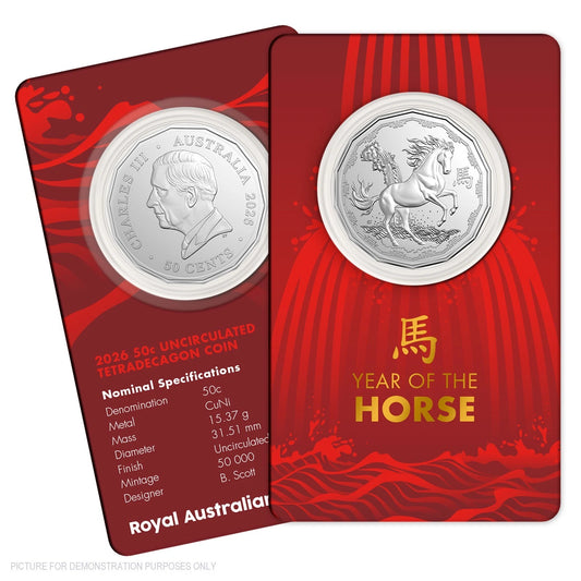 2026 RAM Lunar Horse 50c UNC Coin Card