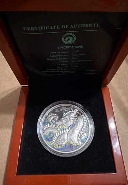 2024 Niue Sea Serpent Coloured 2oz Silver Proof Coin