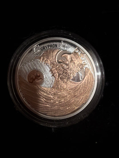 2024 Niue Gryphon 1oz Rose Gold Gilded Silver Proof Coin
