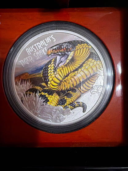 2025 Perth Mint Deadly & Dangerous Tiger Snake 1oz Silver Proof Coin