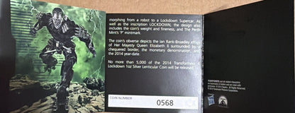 2014 Transformers Lockdown 1oz Silver Coloured Bar