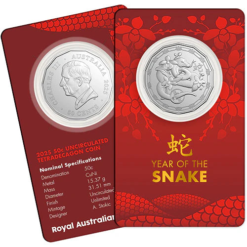 2025 RAM Lunar Snake 50c Uncirculated Coin Card