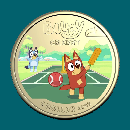 2027 RAM Bluey Cricket $1 Coloured Uncirculated Coin