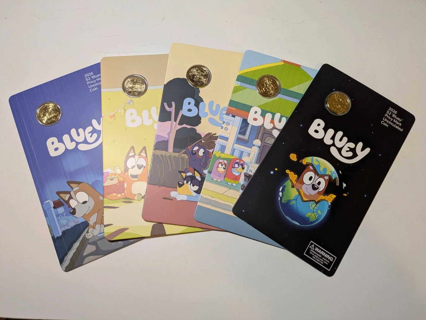 2026 Australia Full Set of 5 Bluey Privy Mark UNC $2 Coin in Card