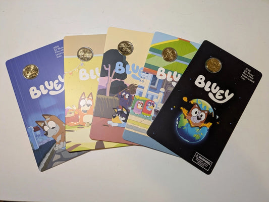 2026 Australia Full Set of 5 Bluey Privy Mark UNC $2 Coin in Card
