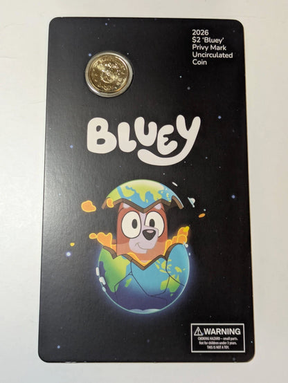 2026 Australia Full Set of 5 Bluey Privy Mark UNC $2 Coin in Card
