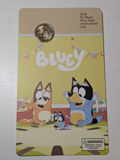 2026 Australia Full Set of 5 Bluey Privy Mark UNC $2 Coin in Card