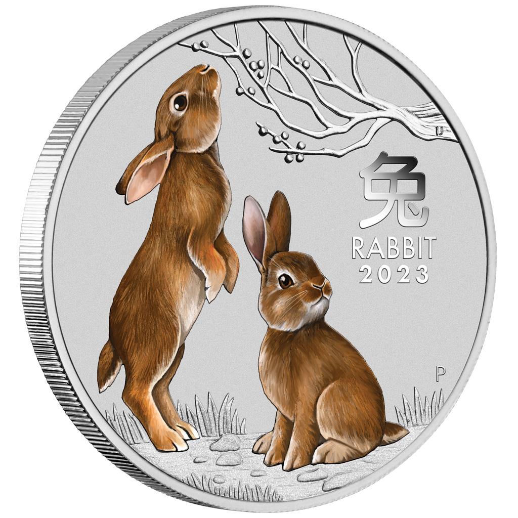 2023 Perth Mint Lunar Rabbit 1/2oz Silver Coloured Bullion Coin