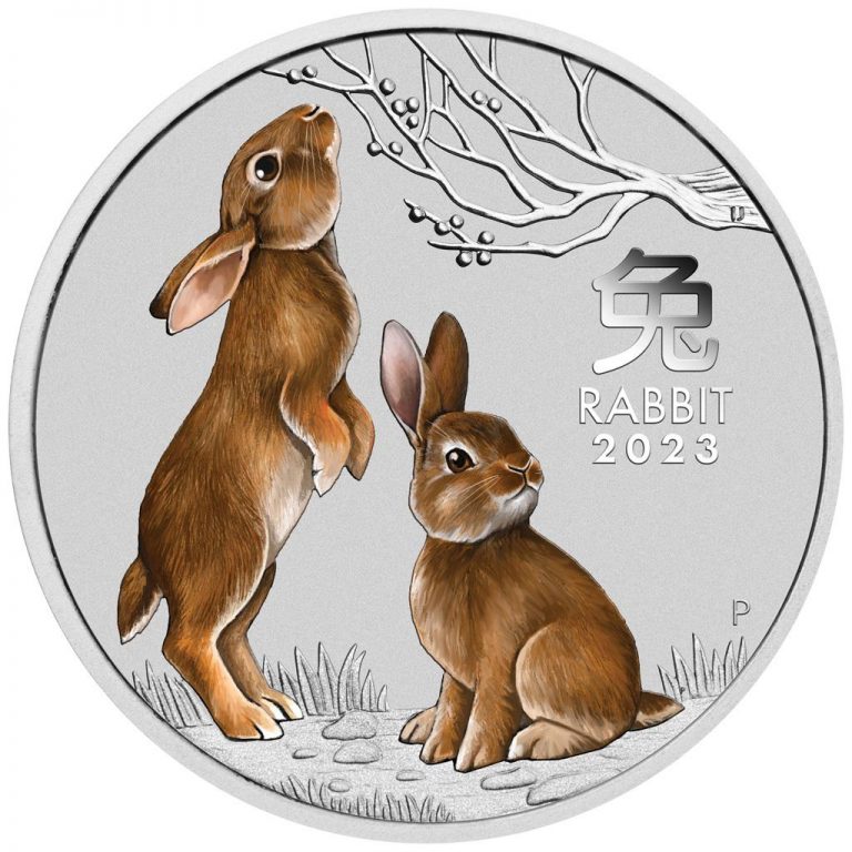 2023 Perth Mint Lunar Rabbit 1/2oz Silver Coloured Bullion Coin