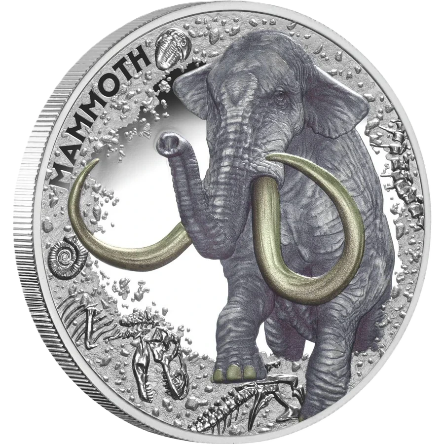 2025 Niue Ice Age Giants Mammoth 1oz Silver Coloured Proof Coin