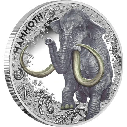 2025 Niue Ice Age Giants Mammoth 1oz Silver Coloured Proof Coin