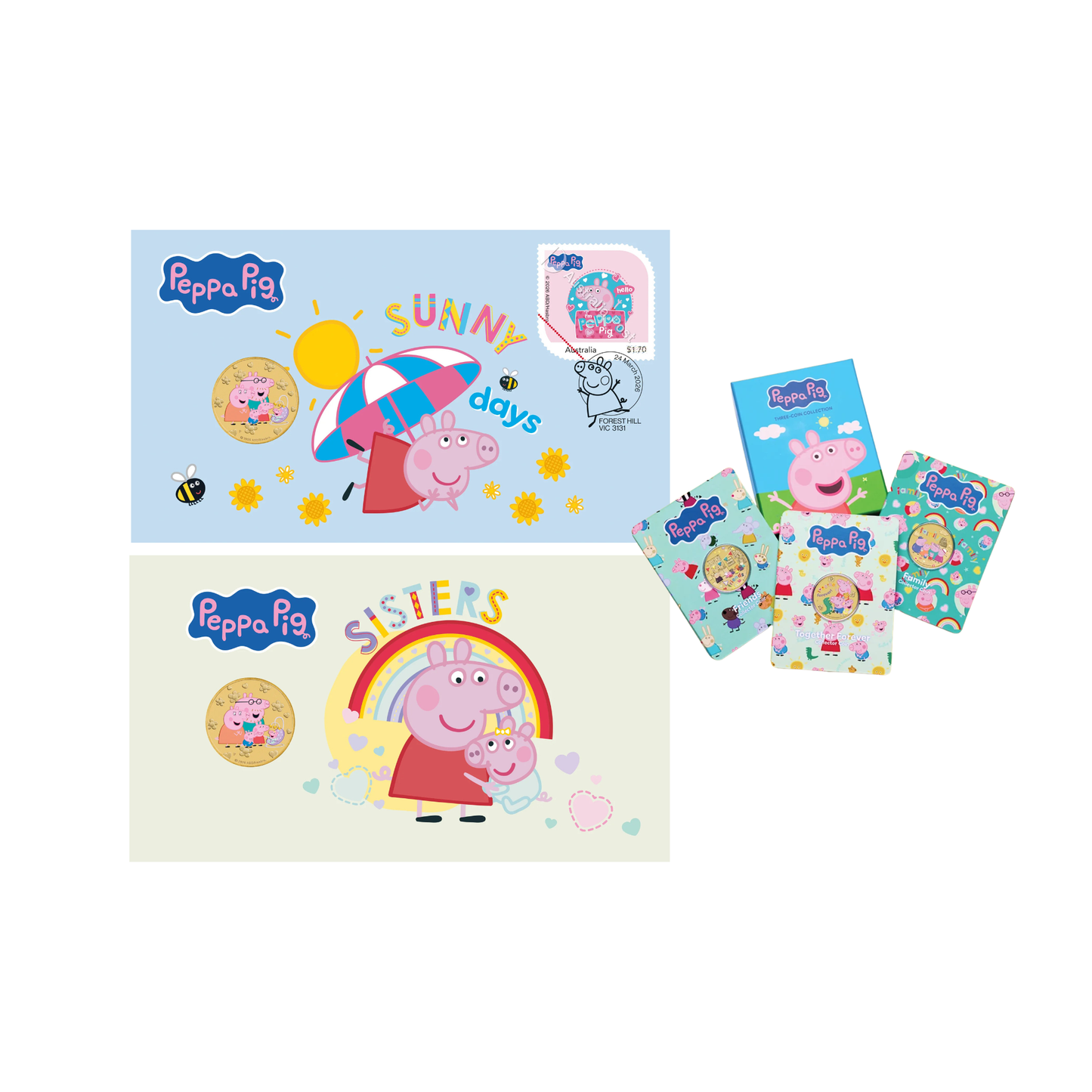 2026 Perth Mint Peppa Pig Coloured PNC & 3 Coin Set