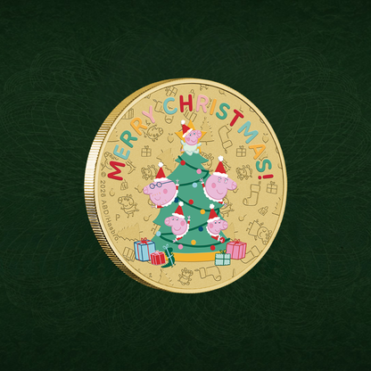 2026 Perth Mint Peppa Pig Christmas Base Metal Coloured Coin On Card