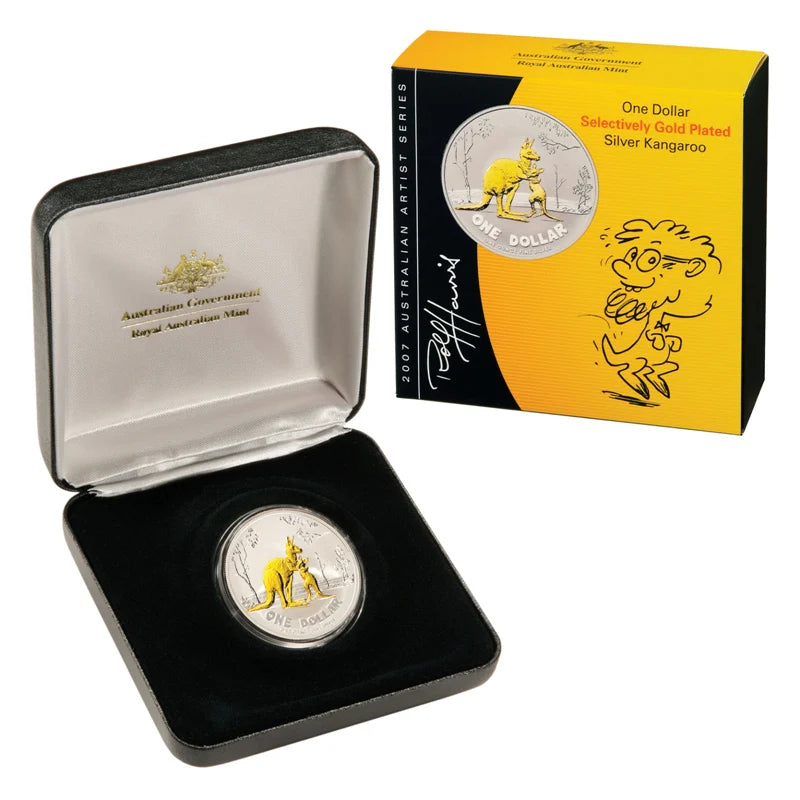 2007-2009 RAM Kangaroo 1oz Silver Gold Plated Proof 3-Coin Set