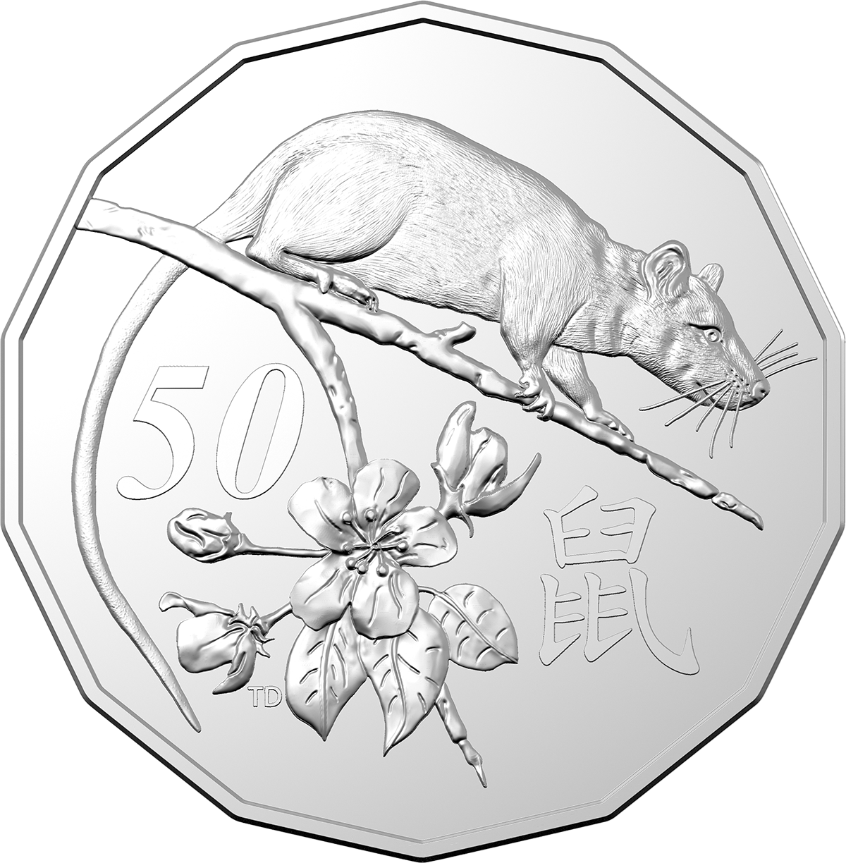 2020 RAM Lunar Year of the Rat 50c Tetradecagon Coin on Card