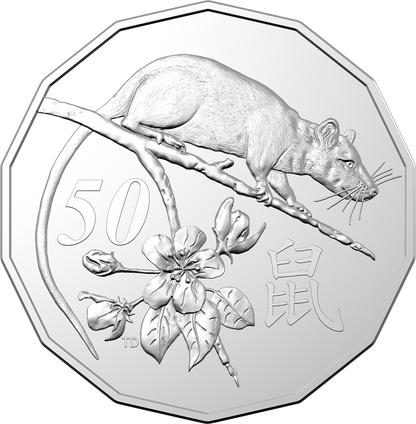 2020 RAM Lunar Year of the Rat 50c Tetradecagon Coin on Card