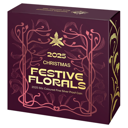 2025 RAM Christmas Festive Florals 50c Silver Proof Coin