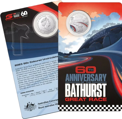 2023 Ram 60th Anniversary Bathurst 1000 50c Coloured UNC Coin in Card