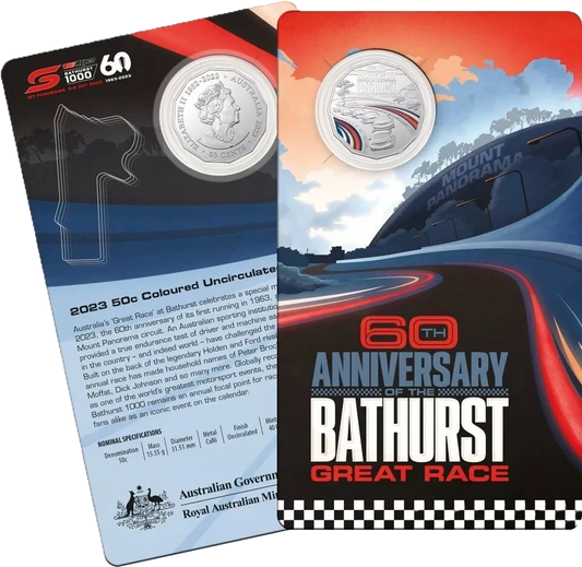 2023 Ram 60th Anniversary Bathurst 1000 50c Coloured UNC Coin in Card
