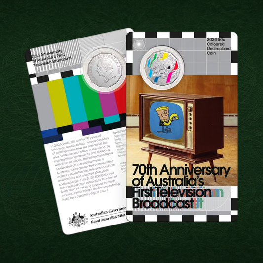 2026 RAM 70th Anniversary of TV Broadcast 50c Coloured Unc Coin