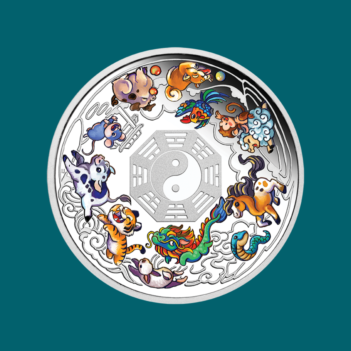 2026 Perth Mint Twelve Baby Lunar Animals 3oz Silver Coloured Coin
